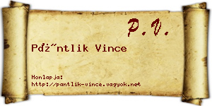 Pántlik Vince névjegykártya